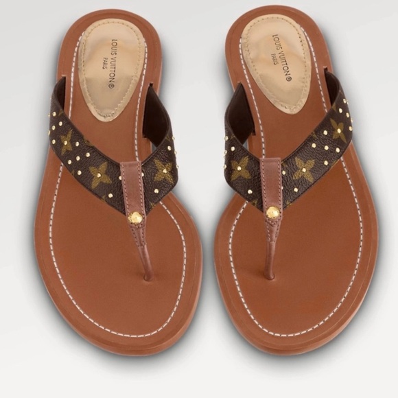 BRAND NEW LOUIS VUITTON sunny flat thong sandal Sz 37 6.5 US flip flops leather - Picture 8 of 8